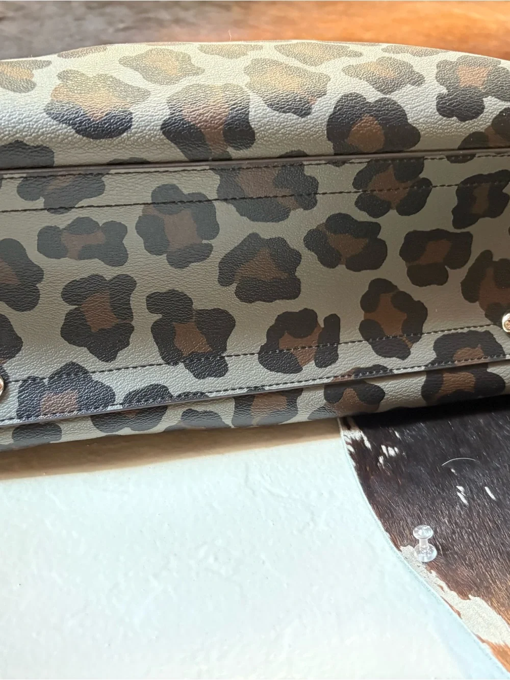 COACH Leopard-Print Satchel in Grey and Black